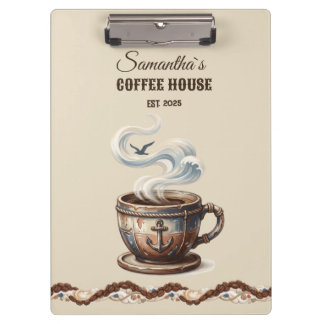 Custom Coastal Cafe Branding  Clipboard