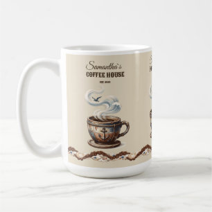 Custom Coastal Cafe Branding  Coffee Mug