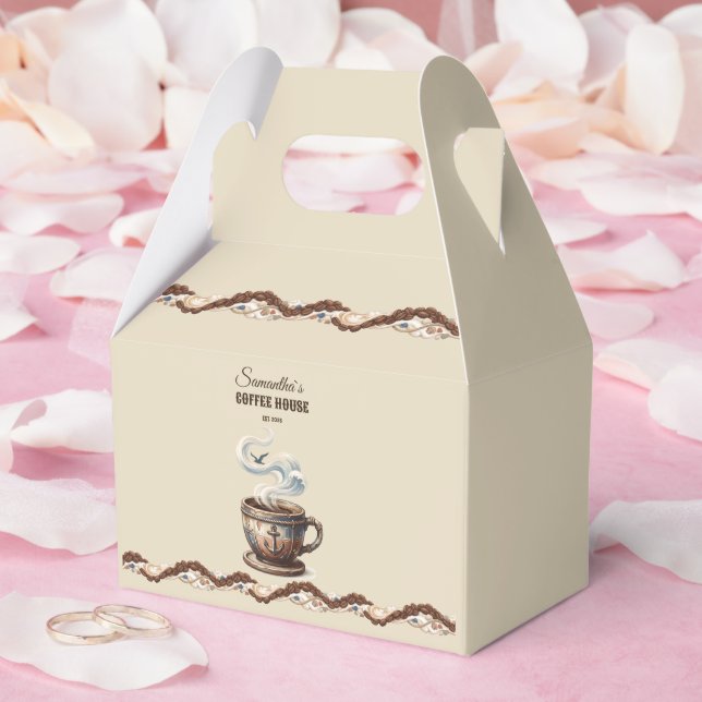 Custom Coastal Cafe Branding  Favor Box (Wedding)