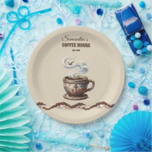 Custom Coastal Cafe Branding  Paper Plate
