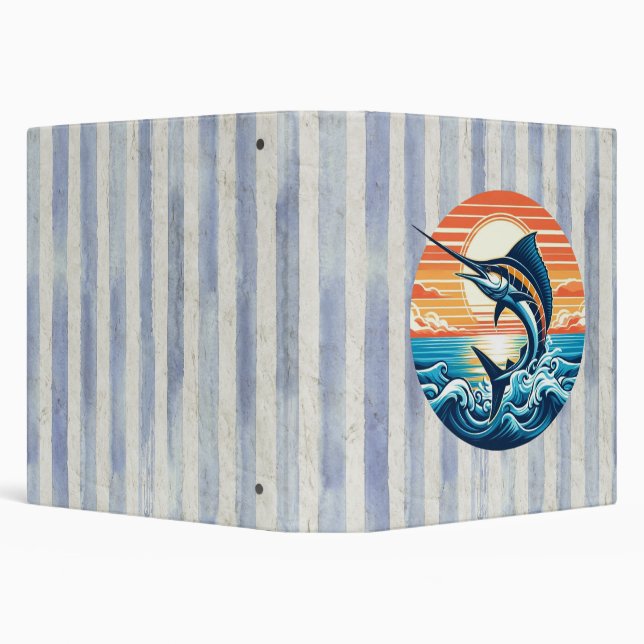 Custom Coastal/nautical/beach marlin sunset Binder (Background)