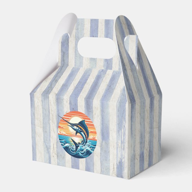 Custom Coastal/nautical/beach marlin sunset Favor Box (Front Side)