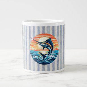 Custom Coastal/nautical/beach marlin sunset Large Coffee Mug