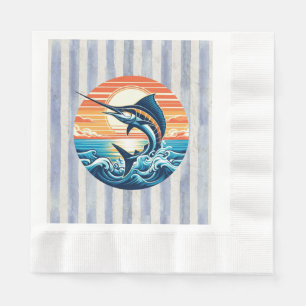Custom Coastal/nautical/beach marlin sunset Napkin