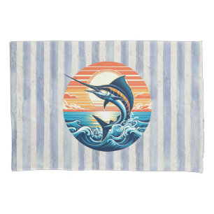 Custom Coastal/nautical/beach marlin sunset Pillowcase