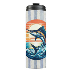 Custom Coastal/nautical/beach marlin sunset Thermal Tumbler