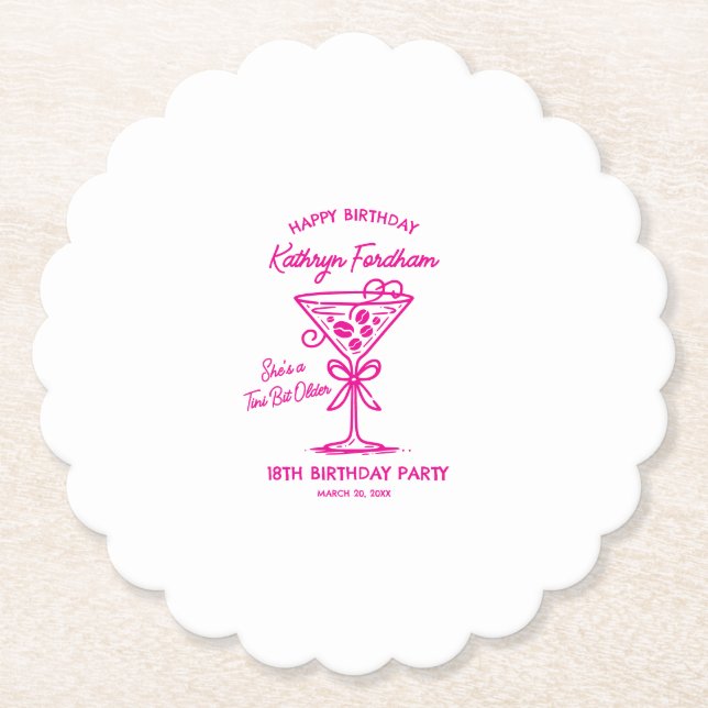Custom Coaster 18th Birthday Pink Espresso Martini (Front)