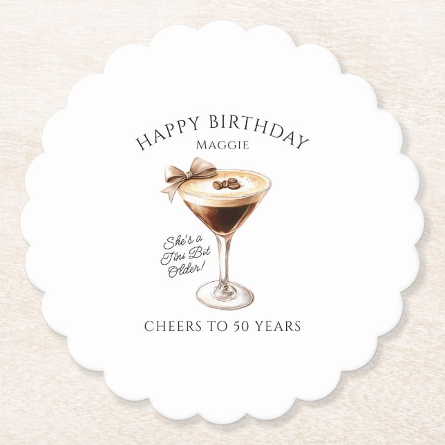 Custom Coaster 50th Birthday Espresso Martini (Front)