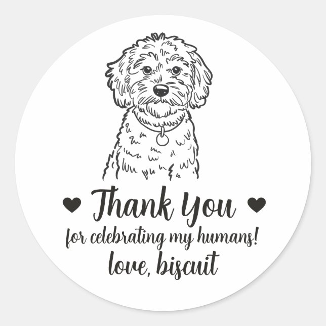 Custom Cockapoo Dog Wedding Favour Stickers (Front)