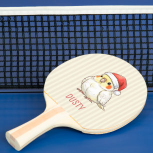 Custom Cockatiel Wearing Santa Hat  Ping Pong Paddle