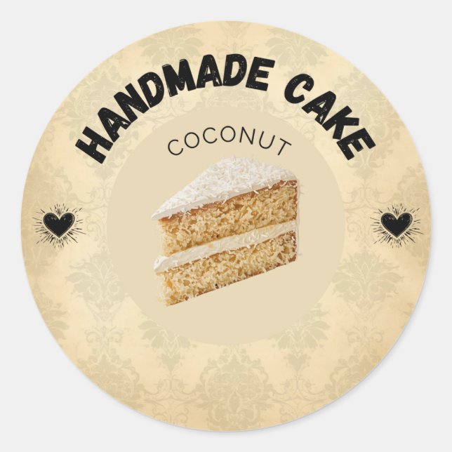 Custom Coconut Cake Labels | Personalized Bakery P (Front)