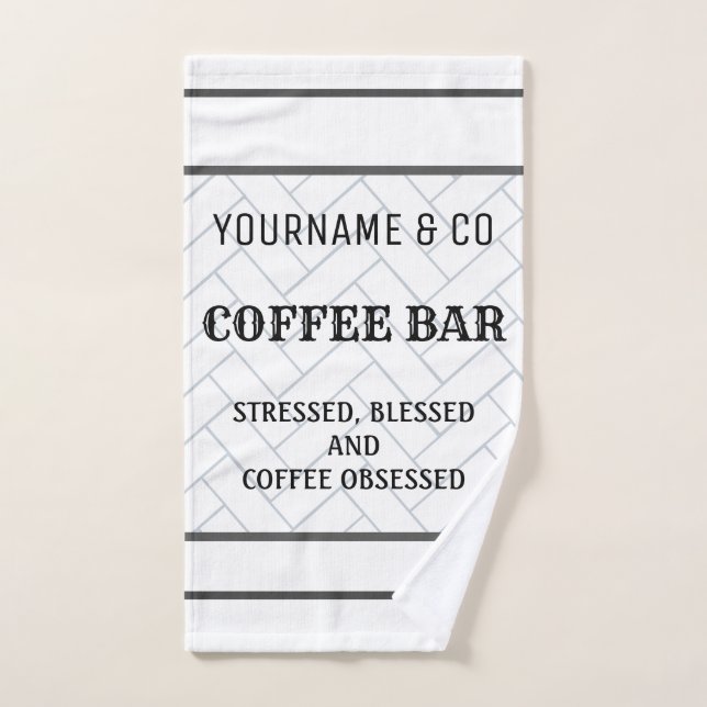 Custom Coffee Bar Modern Farmhouse Hand Towel (Hand Towel)