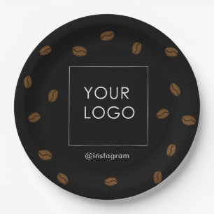 Custom Coffee Cafe Shop Kafeteria Business Logo Paper Plate