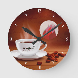 Custom Coffee Clock Cafe Wall Art Personalized