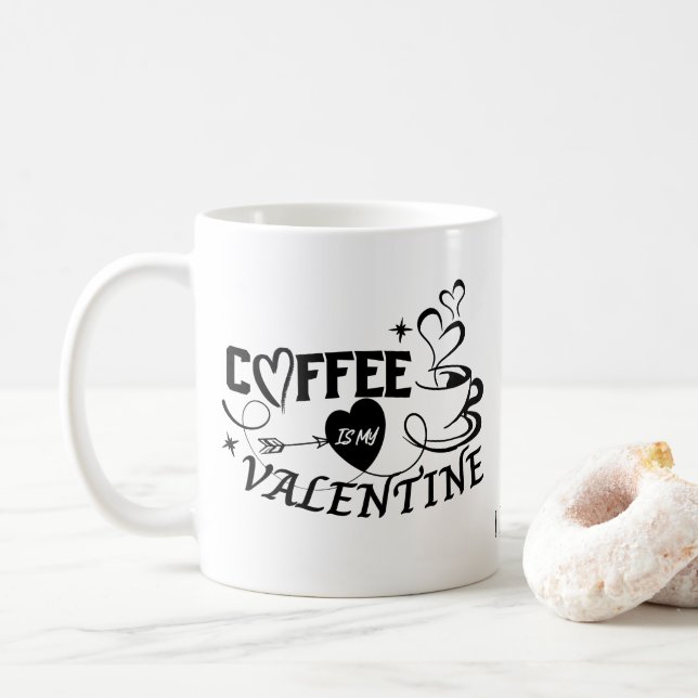 Custom Coffee Lover Heart Arrow Valentine Coffee Mug (With Donut)