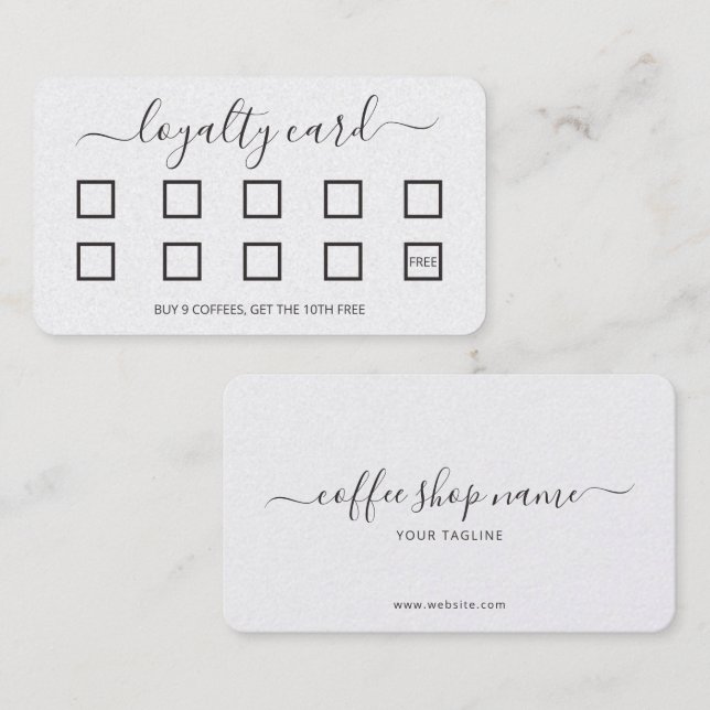 Custom Coffee Loyalty Card Simple Classic Script (Front/Back)