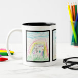 Custom Coffee Mug With Your Child's Art 3 Images<br><div class="desc">Custom printed coffee mugs personalized with your children's unique artwork. This template has space to add 3 different works of art. Upload a photo or scan of your kids' art into the template. Use the design tools to customize the border or background colours and add additional text or photos. Send...</div>