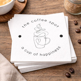 Custom Coffee Shop Add Your Logo Modern Minimalist Napkin