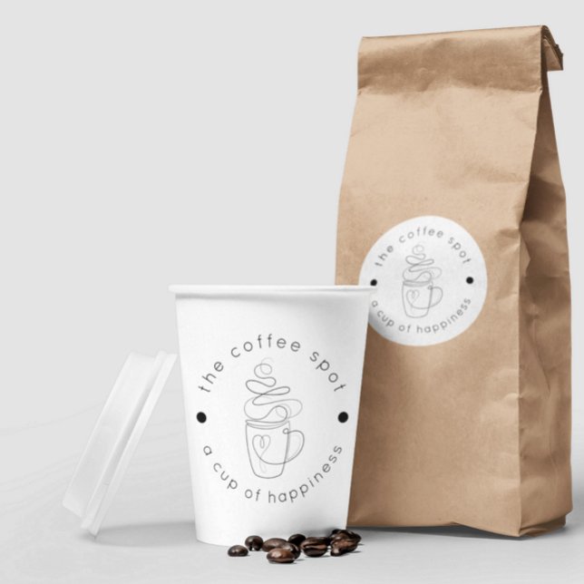Custom Coffee Shop Add Your Logo Modern Minimalist Paper Cups (Creator Uploaded)