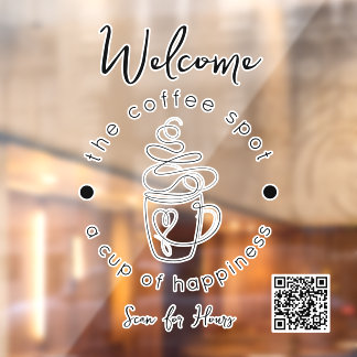Custom Coffee Shop Add Your Logo Modern Minimalist Window Cling