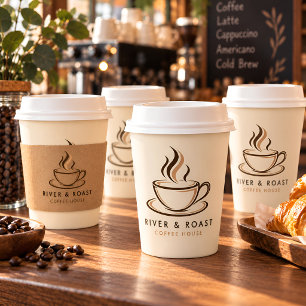 Custom Coffee Shop Logo Personalized Paper Cups