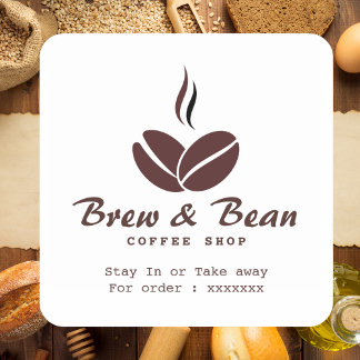 Custom coffee shop logo square sticker