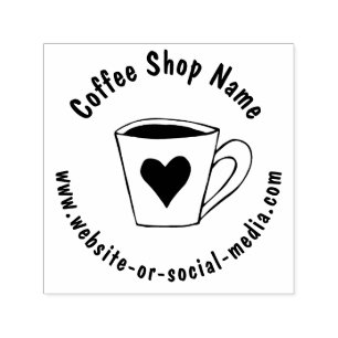 Custom Coffee Shop Name and Website Promotional Self-inking Stamp
