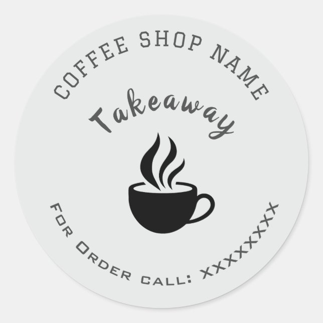 Custom coffee shop Takeaway/Order Business sticker (Front)