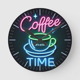 ☕Custom Coffeecore Clock Coffee Memes Neon Look