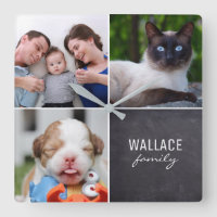 Custom Collage 4 Photos, Personalized, chalked