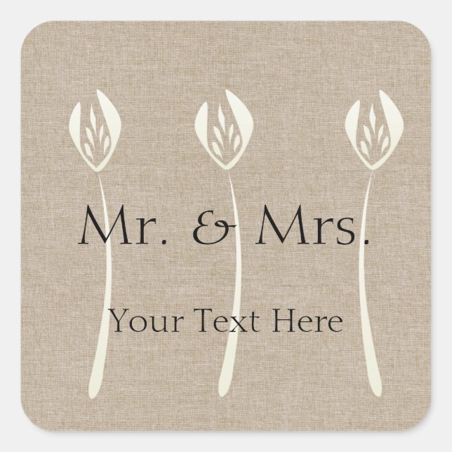 Custom Collage Cream Art Deco Wedding Square Sticker (Front)