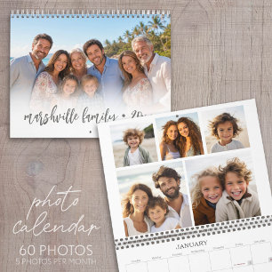 Custom Collage Modern Family - 5 Per Month Photo Calendar