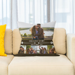Custom Collage Photo Romantic Throw Pillow