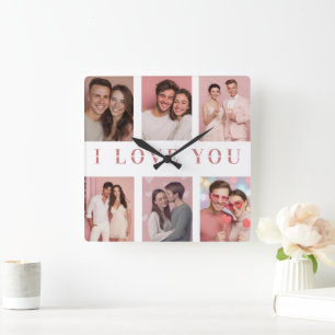 Custom Collage Photos Wall Clock   Valentine Gift