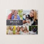Custom Collage photos with family name Chalkboard Jigsaw Puzzle<br><div class="desc">Surprise your loved ones with a personalized jigsaw puzzle that showcases their cherished family memories. This custom puzzle allows you to create a collage of family photos and even personalize it with your family name. It's a unique and thoughtful gift that everyone can enjoy. Customizing the puzzle is a breeze....</div>