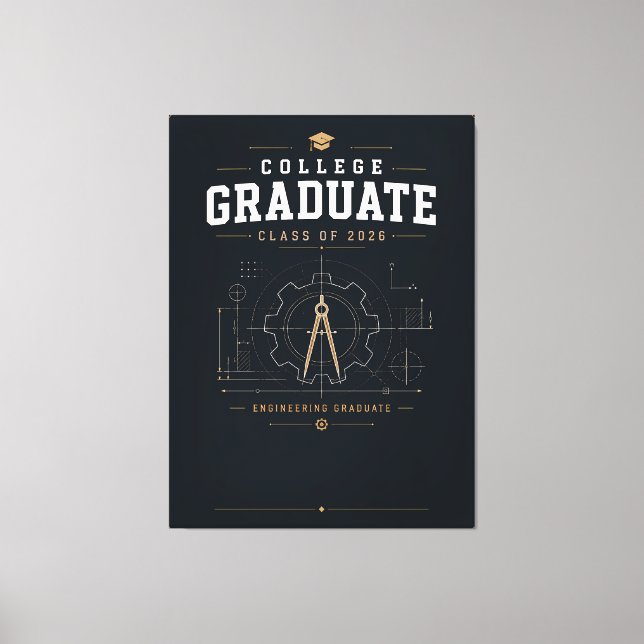 Custom College Engineering Graduate 2026 Canvas Print (Front)