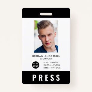 Custom Color Add Logo Photo Journalist Press Pass Badge