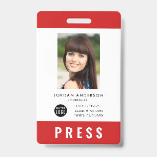 Custom Color Add Logo Photo Journalist Press Pass Badge