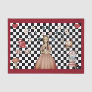 Custom Color Alice in Wonderland Tea Party Checked Tissue Paper