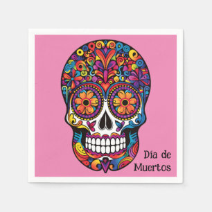 Custom color colorful sugar skull  Día de Muertos Napkin