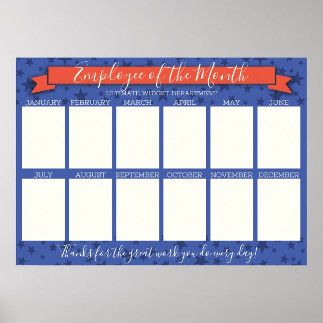 Custom color employee of the month photo display poster (Front)