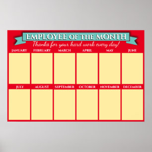 Custom color employee photo employee of the month poster