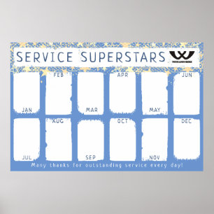 Custom color monthly employee photo recognition poster