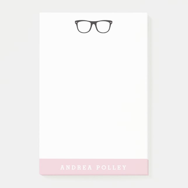 CUSTOM COLOR Nerdy Black Glasses Personal Post-it Notes (Front)