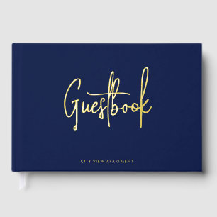 Custom Color Property Modern Script Minimalist Guest Book