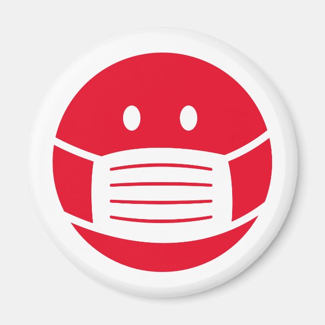 Custom color smily face mask emoji icon fridge magnet (Front)