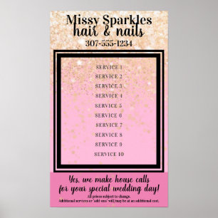 Custom color stylist salon services price display poster
