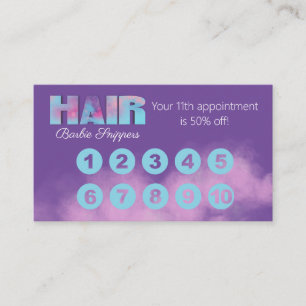 Custom color watercolor hair stylist 10-punch card