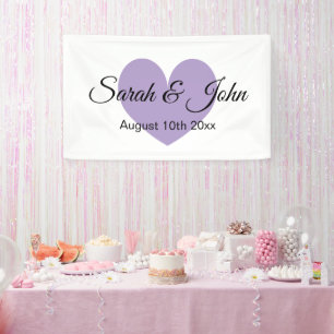 Custom color wedding banner with heart