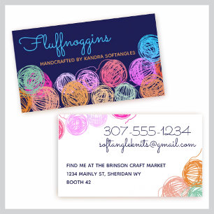 Custom color yarn balls knitting crochet homespun business card